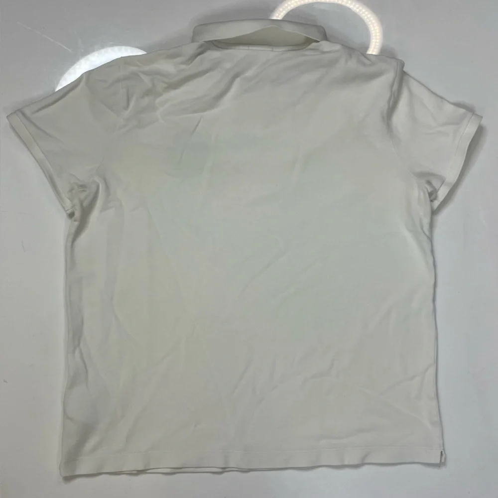 Moncler White Polo Shirt with Black and Red Logo - Picture 5 of 10